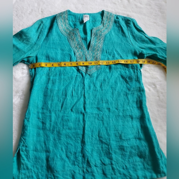 Craig Taylor Women's Embroidered Tunic Top turquoise Blue S Linen Trixie - Picture 15 of 16